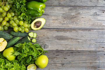 healthy green vegetables and fruits