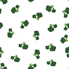 Vector broccoli seamless pattern. Hand drawn fruit illustration