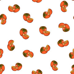 Vector persimmon seamless pattern. Hand drawn fruit illustration