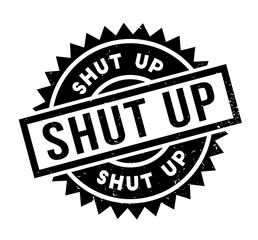 Shut Up rubber stamp. Grunge design with dust scratches. Effects can be easily removed for a clean, crisp look. Color is easily changed.