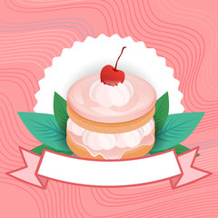 Colorful Cake Sweet Beautiful Dessert Delicious Food Flat Vector Illustration