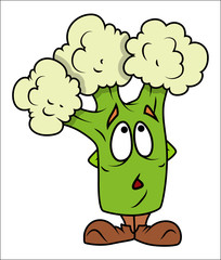 Surprised Cartoon Cauliflower Vector