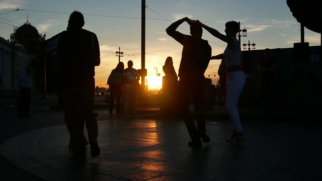 Dance sunset silhouette