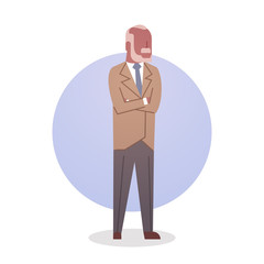 Senior Man Grandfather Gray Hair Male Icon Full Length Flat Vector Illustration