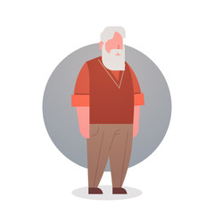 Senior Man Grandfather Gray Hair Male Icon Full Length Flat Vector Illustration
