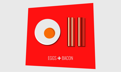 Bacon and Eggs! (Flat Style Vector Illustration Design Template)