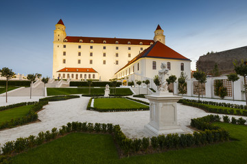 Fototapeta na wymiar Reconstructed historical baroque garden in Bratislava castle complex, Slovakia. 