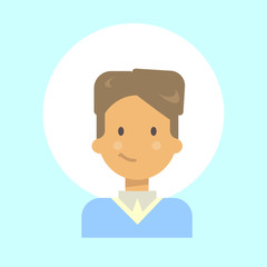 Male Emotion Profile Icon, Man Cartoon Portrait Happy Smiling Face Vector Illustration