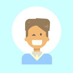 Male Winking Emotion Profile Icon, Man Cartoon Portrait Happy Smiling Face Vector Illustration