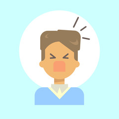 Male Screaming Emotion Profile Icon, Man Cartoon Portrait Face Vector Illustration