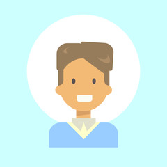 Male Emotion Profile Icon, Man Cartoon Portrait Happy Smiling Face Vector Illustration