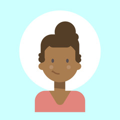 African American Female Emotion Profile Icon, Woman Cartoon Portrait Happy Smiling Face Vector Illustration