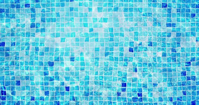 swimming pool mosaic bottom caustics ripple like sea water and flow with waves background, sport and relax concept