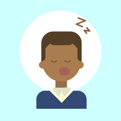 African American Male Sleeping Emotion Profile Icon, Man Cartoon Portrait Happy Smiling Face Vector Illustration
