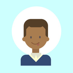 African American Male Showing Tongue Emotion Profile Icon, Man Cartoon Portrait Happy Smiling Face Vector Illustration