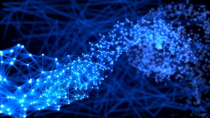connected energy particles. 3d illustration.