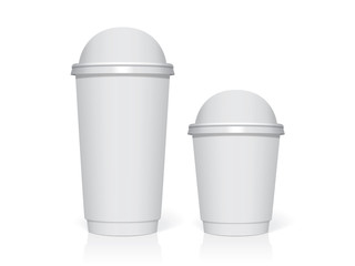 Plastic cup for your design and logo. It's easy to change colors. Mock Up. Vector template