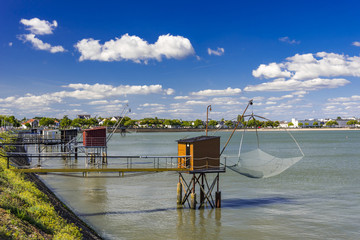 Fishing huts and nets in St Nazaire, France