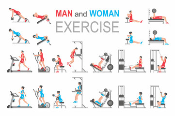 Fototapeta na wymiar Man and Woman exercise