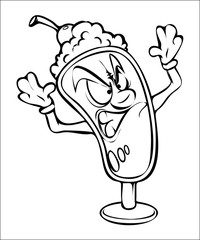 Angry Cartoon Ice Cream Cup Vector Drawing