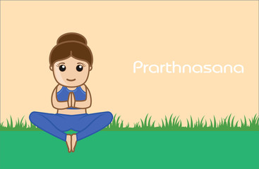 Yoga Cartoon Vector Pose - Prarthnasana