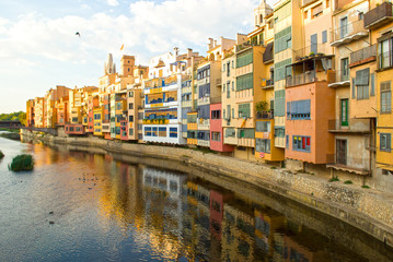 Fototapeta na wymiar Girona colorful houses on the river, Catalonia,Spain