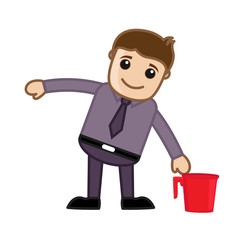 Cartoon Man Pick Up a Water Mug