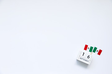 SEPTEMBER 16 Wooden calendar Concept independence day of Mexico and Mexico national day.with space for your text.