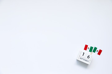 Fototapeta na wymiar SEPTEMBER 16 Wooden calendar Concept independence day of Mexico and Mexico national day.with space for your text.