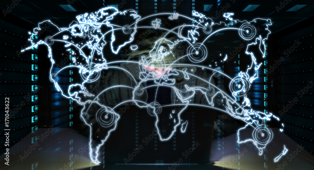 Fototapete Hacker accessing to personal data information with a computer 3D rendering