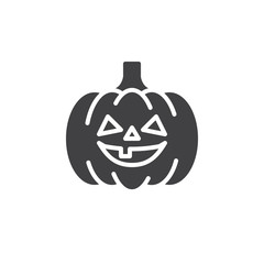 Pumpkin icon vector, filled flat sign, solid pictogram isolated on white. Halloween holiday Symbol, logo illustration