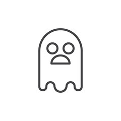 Ghost line icon, outline vector sign, linear style pictogram isolated on white. Halloween holiday Symbol, logo illustration. Editable stroke