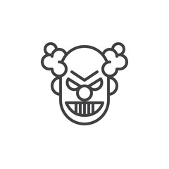 Clown mask line icon, outline vector sign, linear style pictogram isolated on white. Halloween holiday Symbol, logo illustration. Editable stroke