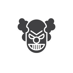 Clown mask icon vector, filled flat sign, solid pictogram isolated on white. Halloween holiday Symbol, logo illustration.