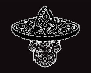 Mexican skull with sombrero, Day of the dead