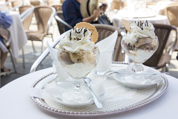 Ice cream cup served in Venice, Piazza San Marco