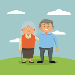 Cute grandparents cartoon icon vector illustration graphic design