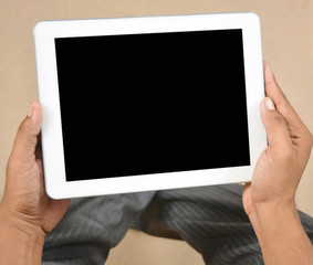 Hands holding tablet pc
