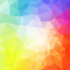 vector abstract irregular polygon background with a triangle pattern in light pastel full color spectrum with reflection in the middle - obrazy, fototapety, plakaty