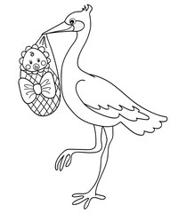 Vector Stork With Cute Baby