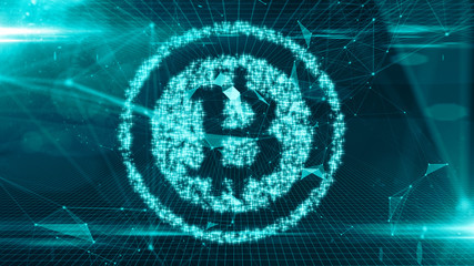 Bitcoin crypto currency blockchain encryption world networks and finance graphic