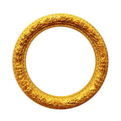 Round gold frame isolated on white background