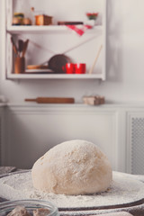 Homemade bakery, closeup of raw dough