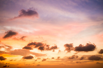 Beautiful cloudy sky when the sunset after big rainning.
