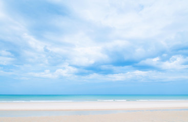 Fototapeta na wymiar Summer Beach with blue sky with clouds, Hua Hin, Thailand