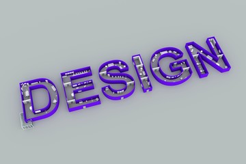 DESIGN concept interior text white background 3d illustration
