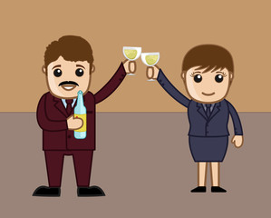 Man and Woman Drinking Wine