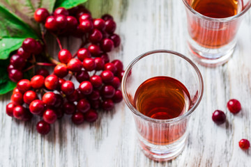 Homemmade blackberry cordial.  Top view, close up.