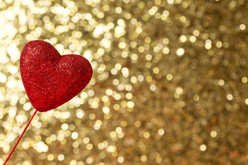 Valentine's day theme with heart shaped decoration on bokeh background