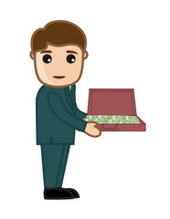 Man Presenting Money Bag Vector